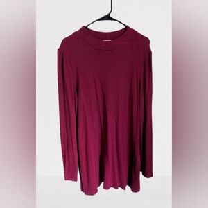 BOGO Chic Soul Deep Burgundy Long Sleeve Top With Slightly Puffed Shoulders- 1X